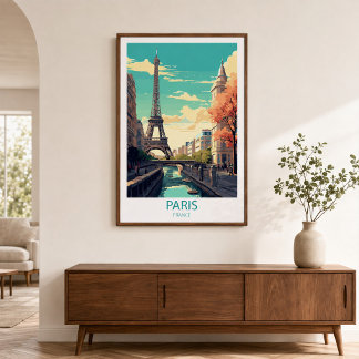 Retro Travel Paris France Destination Wall Art