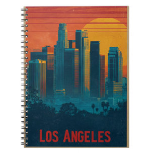 Retro Travel Poster Art of Downtown Los Angeles Notebook