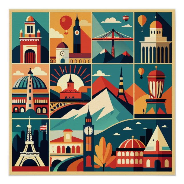 Retro Travel Poster Collage (Front)