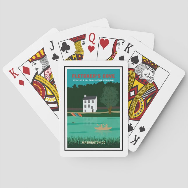 Retro Travel Poster Fletcher's Cove Washington DC Playing Cards (Back)