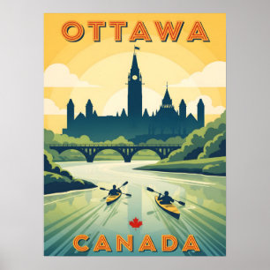 Retro travel poster of Ottawa Canada