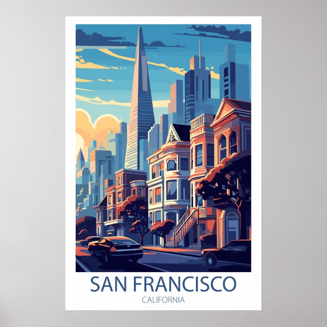 Retro Travel San Francisco California Wall Art (Front)
