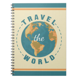 Retro Travel the world Trip Earth Map Globe Notebook