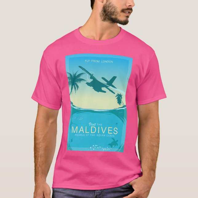 Retro Travel Visit The Maldives - Pearls Of The In T-Shirt (Front)