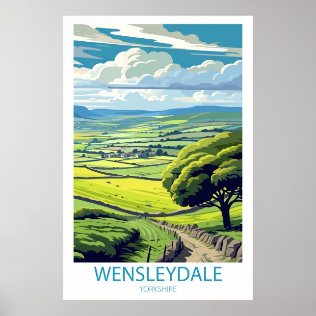 Retro Travel Wensleydale Yorkshire Wall Art (Front)