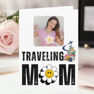 Retro Traveling Mom Cute Fun Travel Photo Custom  Card