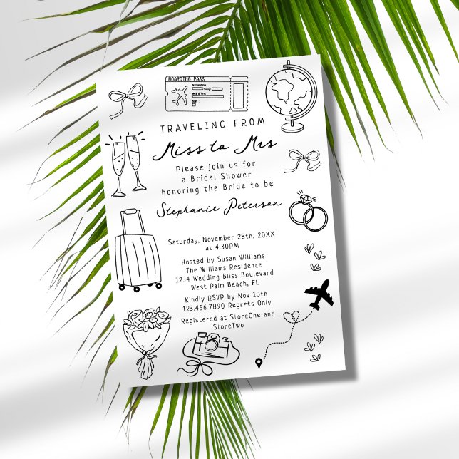 Retro Travelling from Miss to Mrs Bridal Shower Invitation (Creator Uploaded)