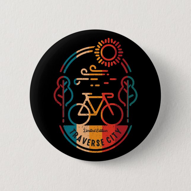 Retro Traverse City Bike Trail 6 Cm Round Badge (Front)
