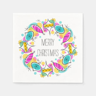 Retro Tree Baubles Circle Christmas paper napkins
