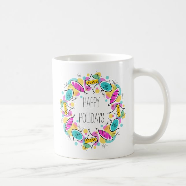 Retro Tree Baubles Circle Holidays mug (Right)