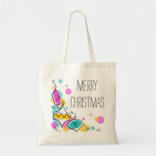 Retro Tree Baubles Corner Christmas budget tote
