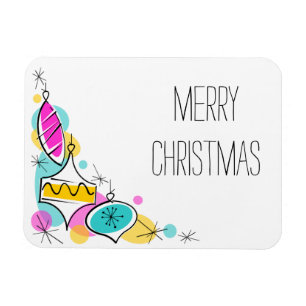 Retro Tree Baubles Corner Christmas flexible Magnet