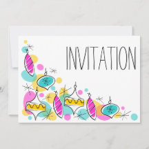 Retro Tree Baubles Corner invitation
