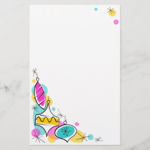 Retro Tree Baubles Corner stationery