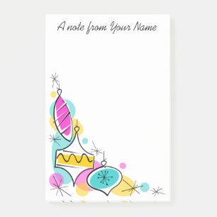 Retro Tree Baubles Corner Text vertical Post-it Notes
