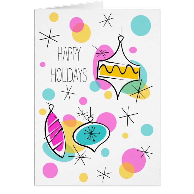 Retro Tree Baubles Happy Holidays vertical (Front)