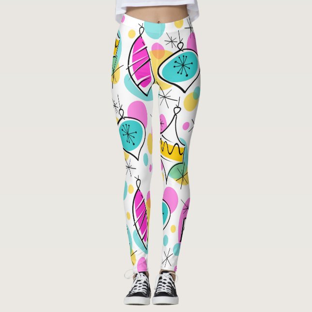 Retro Tree Baubles leggings (Front)