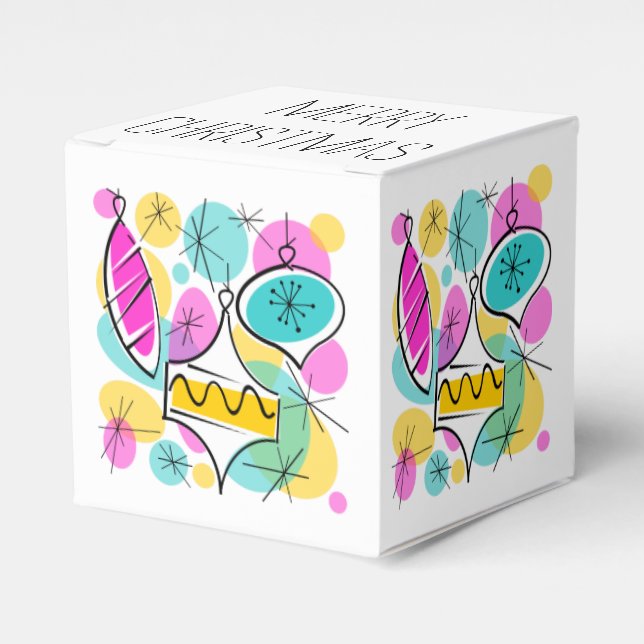 Retro Tree Baubles Merry Christmas classic Favour Box (Front Side)