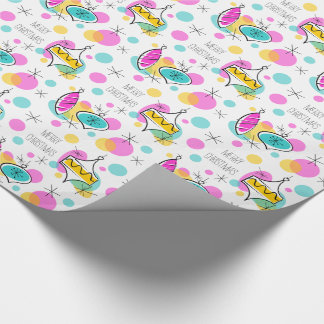 Retro Tree Baubles Merry Christmas wrapping paper