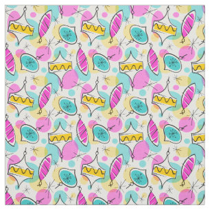Retro Tree Baubles Multi 360 small pattern Fabric