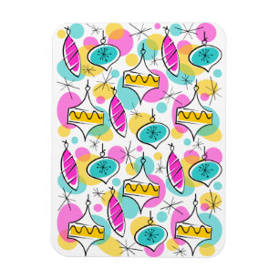 Retro Tree Baubles Multi flexible magnet vertical