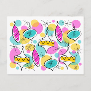 Retro Tree Baubles Multi postcard