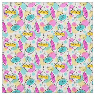 Retro Tree Baubles Multi small pattern Fabric
