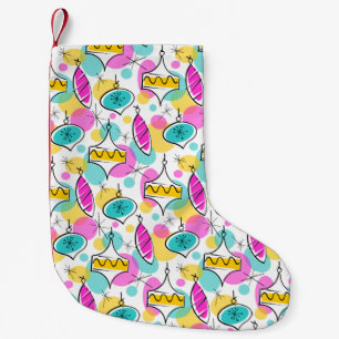 Retro Tree Baubles Multi stocking red back