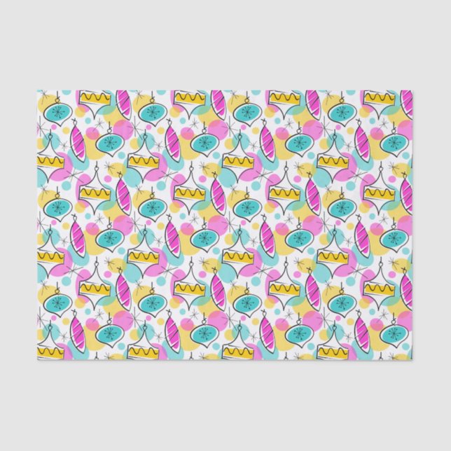 Retro Tree Baubles Multi tissue paper (Front)