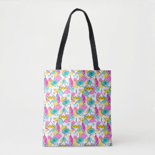 Retro Tree Baubles Multi tote bag yellow back