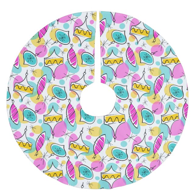 Retro Tree Baubles Multi tree skirt (Front)