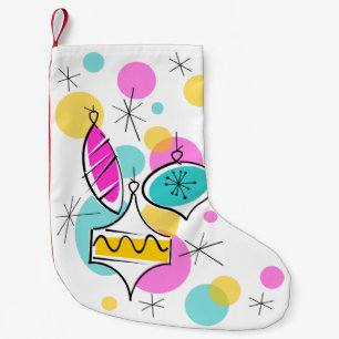 Retro Tree Baubles stocking red back