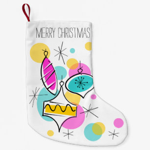 Retro Tree Baubles Text stocking 2 sided