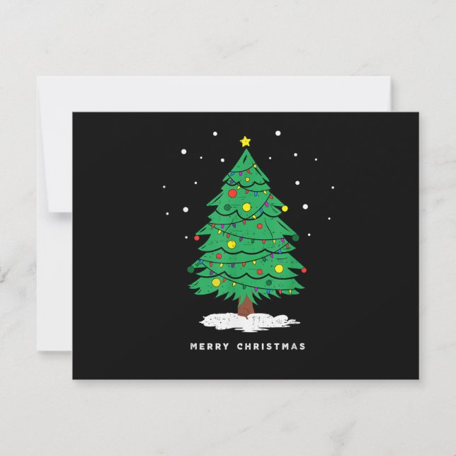 Retro Tree Merry Christmas Tree Lights Holiday Card (Front)