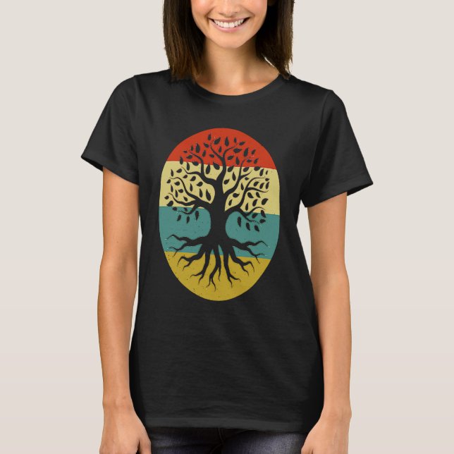 Retro Tree of Life Vintage Earth T-Shirt (Front)