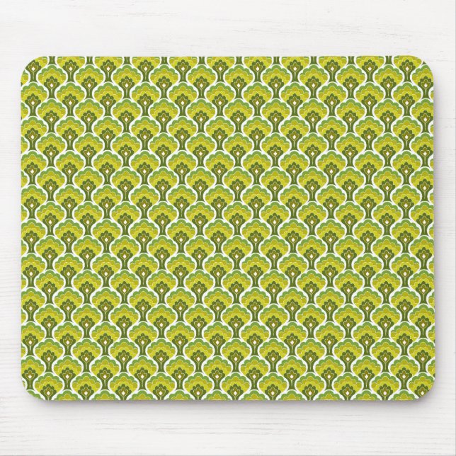 retro tree pattern - green mouse mat (Front)