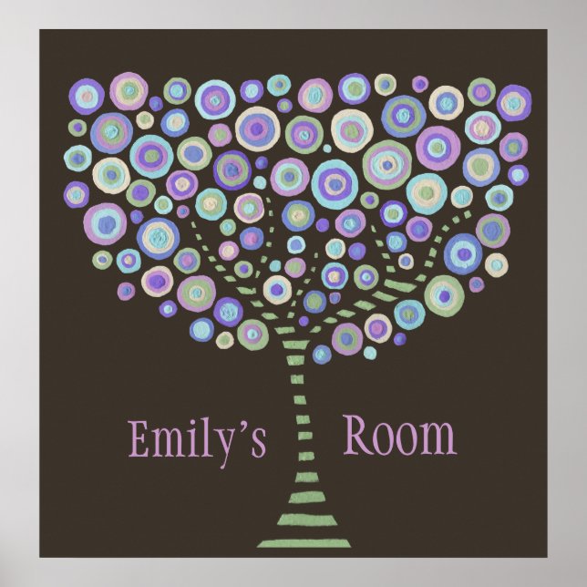 Retro Tree Personalised Name Room Wall Poster (Front)