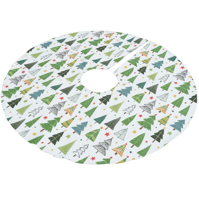 Retro Trees Brushed Polyester Tree Skirt (Angled)