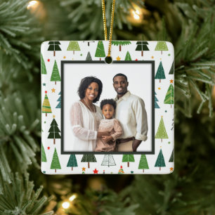 Retro Trees Ceramic Ornament