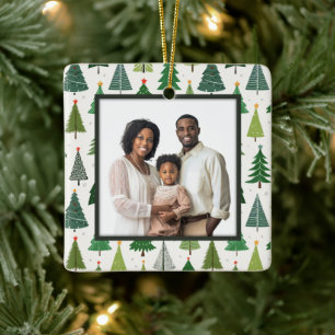 Retro Trees Ceramic Ornament