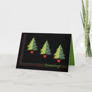 Retro Trees Christmas Greeting Cards