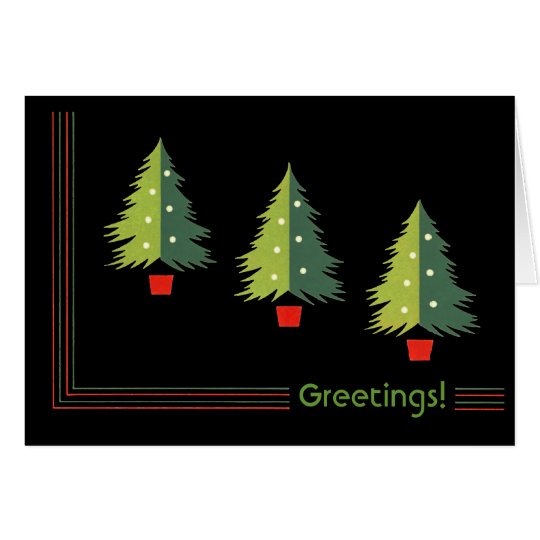 Retro Trees Christmas Greeting Cards
