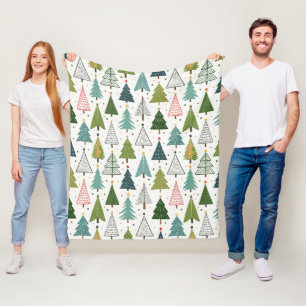 Retro Trees Fleece Blanket