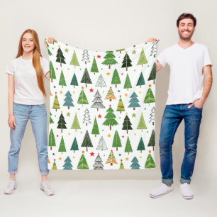 Retro Trees Fleece Blanket