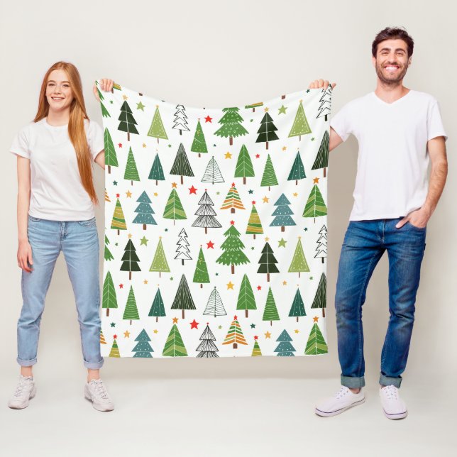 Retro Trees Fleece Blanket (In Situ)