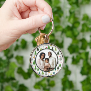 Retro Trees Key Ring