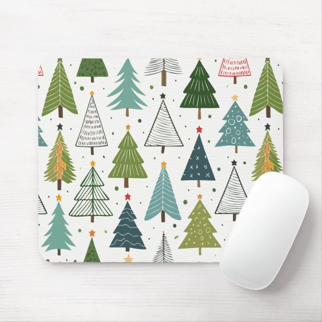 Retro Trees Mouse Mat (With Mouse)