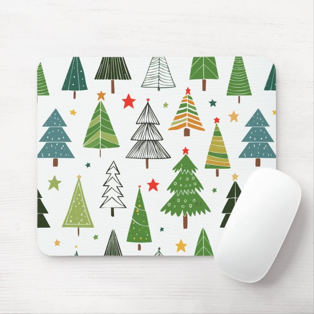 Retro Trees Mouse Mat (With Mouse)