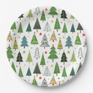 Retro Trees Paper Plate