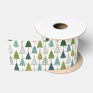 Retro Trees Satin Ribbon
